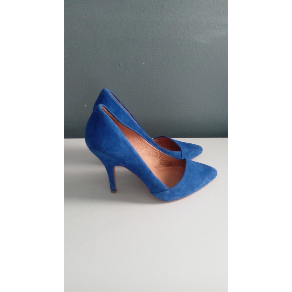 Madewell Suede Pointed-Toe‎ Heels Cobalt Blue Pumps Classic Shoes - Picture 6 of 8